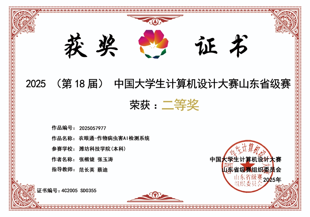 第18届中国大学生计算机设计大赛山东省级赛省二